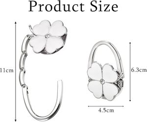 Four <b>Leaf</b> Clover Foldable Handbag Hanger Starry Shiny Pattern Purse Hook Holder Velvet Pouch Hanger for Wedding Birthday - Product Image 2