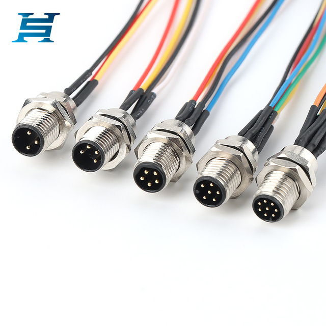 Custom Brass M8 Aviation Round Plug Connector 2-8 Pins IP67 Waterproof Female Male Socket for Front/Rear Panel Mounting Power