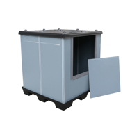 Boîte-palette en plastique pliable d'emballage de batterie automobile de faible poids de QS avec la longévité de conteneurs de couvercle et de douille de palette