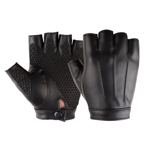 Mens Half Finger Leather <b>Gloves</b> Genuine Leather Cycling Driving Workout Fitness Motorcycle Outdoor Sports Protective <b>Gloves</b> - Product Image 1