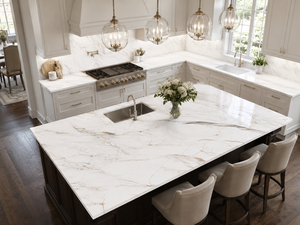 แผ่นควอตซ์พิมพ์ลาย Calacatta Aurelia ยี่ห้อ UNION STONE ขนาดใหญ่พิเศษ เป็นมิตรกับสิ่งแวดล้อม ดีไซน์ทันสมัย เหมาะสำหรับห้องครัว ห้องน้ำ และพื้น - Product Image 3