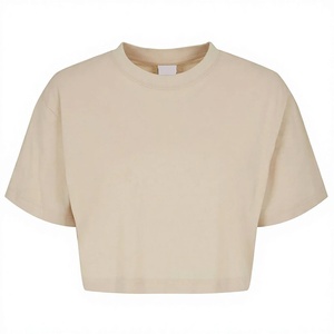T-shirt court pour femme, vert uni, 100% coton, col rond, manches courtes, coupe ample, décontracté, printemps-été, tissu jersey - Product Image 3