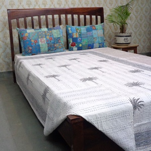 Recién llegado, fabricante directo, palmera india, mano gris, algodón, tamaño doble, Kantha a la venta en suministro a granel - Product Image 2