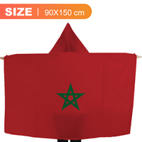 Cape à capuche Maroc avec drapeau 3x5 pieds en polyester 100D Atlas Lions pour supporters de football Maghreb Dima Maghrib Souvenir