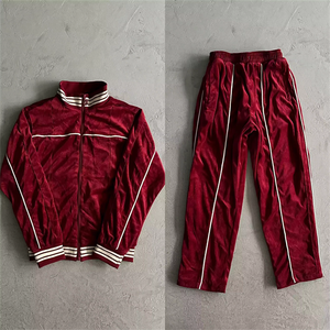 अनुकूलित प्रिंट कढ़ाई आउटडोर ओवरसाइज़ मखमली हुडी और स्वेटपैंट जॉगर सेट वेलोर ट्रैक्सूट 2 टुकड़ा स्वेटर पुरुषों - Product Image 3