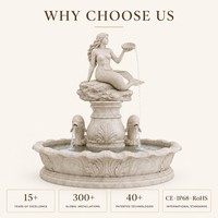 Fontaine de luxe en marbre, statue de sirène, coquillage, élément aquatique de jardin, bec de dauphin sculpté à la main pour hall d'hôtel et villa