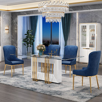 Ensemble table à manger de luxe en verre 5pc 6 places 8 chaises salle complète avec bois pour la maison meubles appartement utilisation