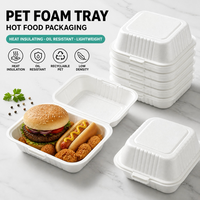 Boîte d'emballage alimentaire en plastique PET recyclable en gros, boîte à clapet pour hamburger, hot-dog, boîte à emporter