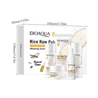BIOAOUA Kit de Soins Éclaircissants Vegan au Riz, AHA & Vitamine C – Crème Visage à l'Acide Tranexamique pour Éclaircir la Peau et Soin des Pores – Format Voyage