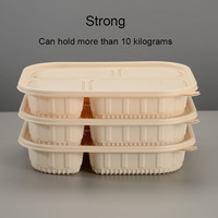 Barquette à emporter SICHUN à 4 compartiments avec couvercle, écologique, biodégradable, boîte à lunch jetable, micro-ondable, en amidon de maïs