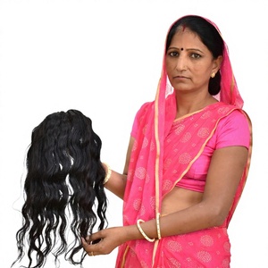 Extensiones de Cabello Humano Remy Natural del Sur de la India, Estilo Ondulado Negro, Doble Trama a Máquina, con Clip/Tejido/Fusión - Product Image 4