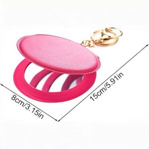Custom LOGO 3.15in Portable Double-Sided Folding Pocket <b>Mirror</b> Compact Makeup <b>Mirror</b> with Keychain Leather Travel and Touch-Ups - Product Image 2
