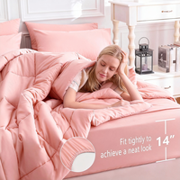 Set Sprei Quilted Pink Modern Mewah 7-Piece Baru Diluncurkan, Set Tempat Tidur yang Dapat Disesuaikan, Cocok untuk Semua Musim