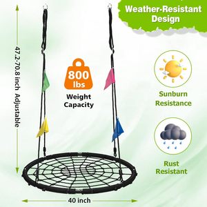 Zoshine Bestseller Sicherheitsgeprüftes 40-Zoll Outdoor-Netzschaukel Schwarz Extra Starkes Spinnennetz-Design für Hinterhof und Garten - Product Image 3