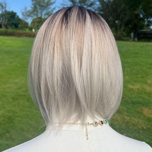 Kısa düz Bob sentetik sentetik peruk kahverengi sarışın degrade kadın Peruque mahkemeler corcas Corta Perucacurta - Product Image 2