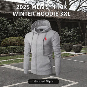 Sweat à capuche unisexe vintage 2025 à fermeture éclair, long, pour sports d'hiver, couleur unie, tricot épais, 100% polyester, imprimé, écologique, coupe-vent - Product Image 2