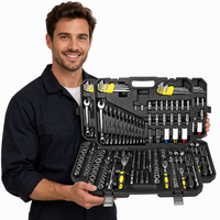 Ensemble d'outils de réparation automobile professionnel haut de gamme OEM 222 pièces avec clé à molette réglable en acier au chrome-vanadium, kit combiné, coffret rigide
