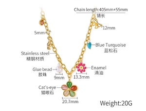 Cadena de eslabones de acero inoxidable multicolor de estilo euroamericano para mujer, patrón de número de aceite de goteo, regalo de clavícula de moda - Product Image 6