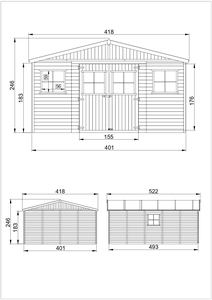 แผงไม้ขนาด L518 X X H246cm ขนาด17มม. ประกอบง่ายด้วยที่เก็บของในสวนไม้ W420