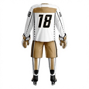 Uniforme de Hockey sobre Hielo Personalizado LONG MISSION INDUSTRY, Conjunto Blanco y Dorado con Impresión por Sublimación, Jersey Transpirable de Poliéster para Hombre, Uniforme de Equipo para Adultos - Product Image 5