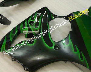 Las llamas verdes negro carrocería Kit de carenado ZX-6R para <span class=keywords><strong>Kawasaki</strong></span> <span class=keywords><strong>ZX6R</strong></span> 98 99 636 ZX 6R <span class=keywords><strong>1998</strong></span>, 1999 de 636 carenado de motocicleta kit de - Product Image 2