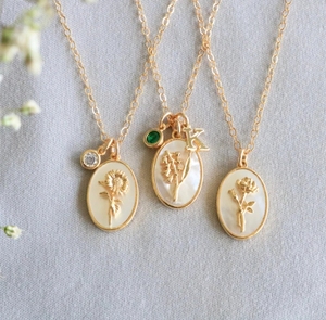 สร้อยคอเกิดของผู้หญิงดีไซน์วินเทจสร้อยคอไข่มุกแท้สำหรับคุณแม่ - Product Image 1