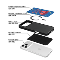 Coque de téléphone AG Feeling Black Edge avec dorure et motif Lapin pour iPhone 17, 17 Pro Max, 16 Pro, 15 – Coque magnétique