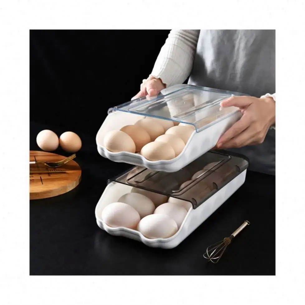 Kitchen Refrigerator Plastic Containers Fresh-Keeping Container Tray Household 34 Grids Large acity Masthome Egg Storage Box