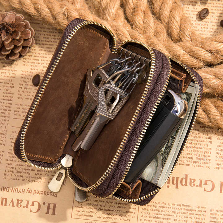 Gancio Contanti Portafoglio E Portacarte Uomo Retro Crazy Horse In