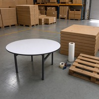 Table de buffet ronde modulaire pliable avec pieds en métal, gain de place pour salle de banquet, fête, événement, hôtel