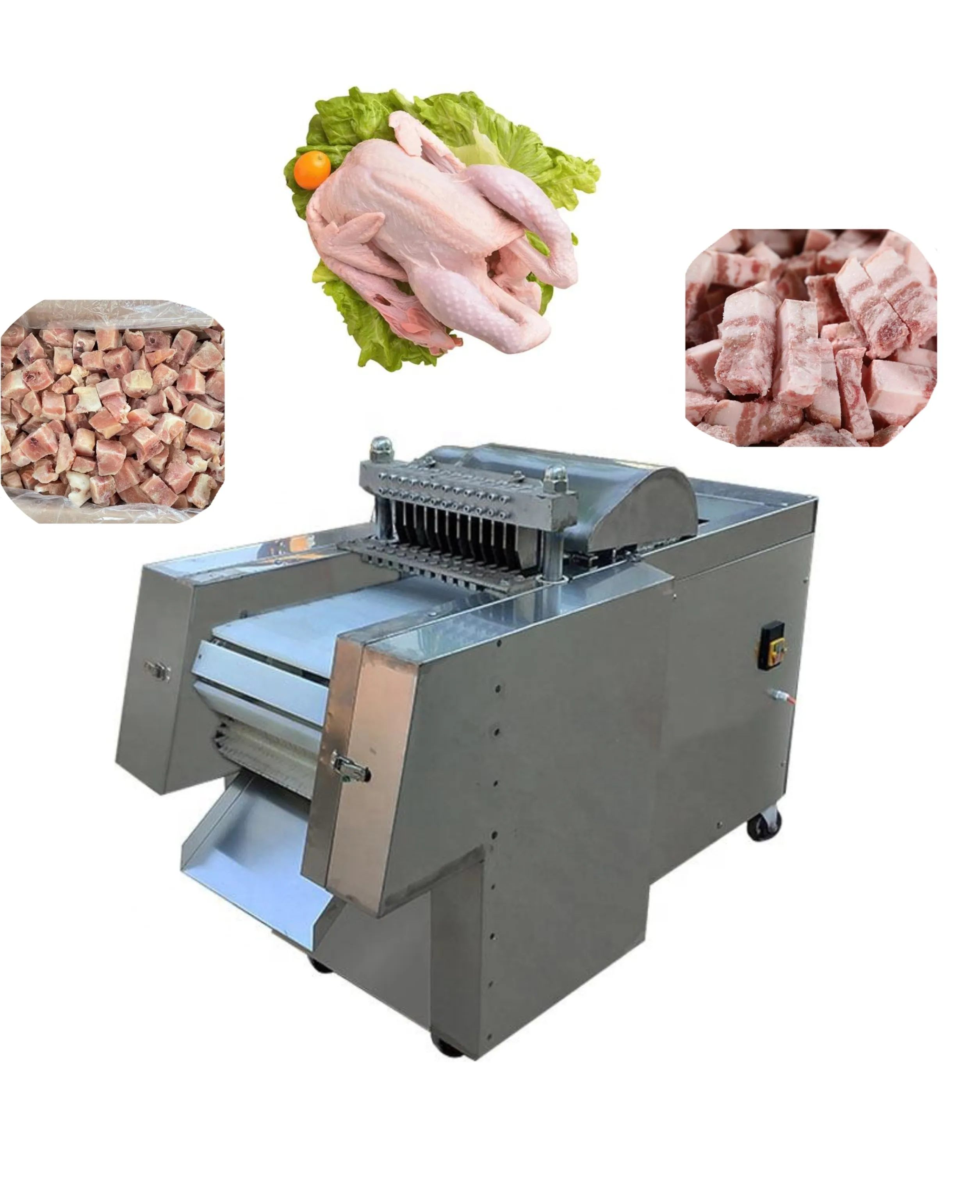 Automatic chicken and fish cutting machine for whole chicken block cubes cutter frozen fish chopping