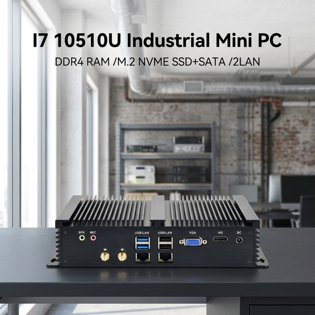 Embedded Fanless Industrial Pc I7 10510u 8565u I5 8350u 2Lan 6COM RS232/422/485 4G LTe Win10 Win11 Ubuntu Linux Rugged Box Pc