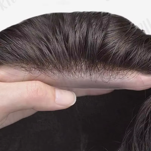 Protesi Capillare <span class=keywords><strong>Uomo</strong></span> in PU Sottile Effetto Naturale, Sistema di Sostituzione <span class=keywords><strong>Capelli</strong></span> Umani Remy con Onde Morbide e Attaccatura a V, Senza Nodi - Product Image 2