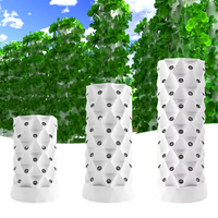 Tour de jardinage aéroponique moderne d'intérieur avec pots en plastique pour herbes, fruits, légumes et graines, incluant un adaptateur de minuterie et un filet de semis