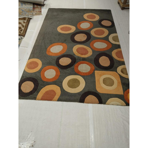 Alfombra Moderna con Diseño Abstracto de Círculos, Rectangular, de Lana y Acrílico, con Pelo Medio, Base de Goma, para Sala de Estar - Product Image 6