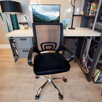 Chaise de bureau ergonomique pivotante moderne en maille, réglable, avec assise souple en acier inoxydable, silencieuse, noire 1-3