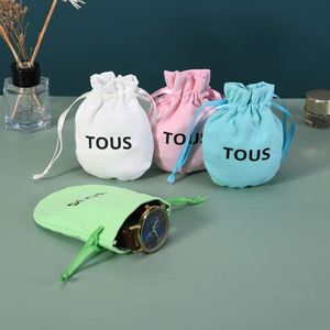 PerfectUSM Screen Printed Customized Logo Drawstring Velvet <b>Candle</b> Storage Bags Recyclable Gift Packaging for Christmas Gift - Product Image 2