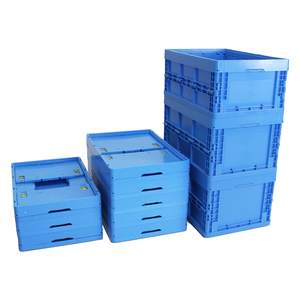 ブルーリサイクルPP折りたたみ式プラスチッククレート蓋600*400折りたたみロジスティクス輸送ボックス - Product Image 1