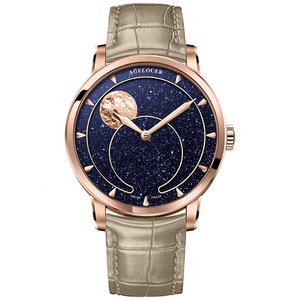 Montre <span class=keywords><strong>AGELOCER</strong></span> originale à phases de lune en aventurine bleue 29,51 jours, cadeau d'anniversaire pour homme - Product Image 2