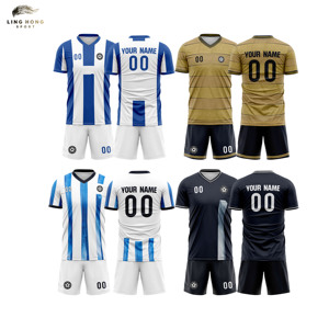 フル熱転写プリントレトロスタイルサッカーユニフォームOEMカスタムパーソナライズドスポンサーロゴビンテージチームユニフォームフットボールショーツ - Product Image 2