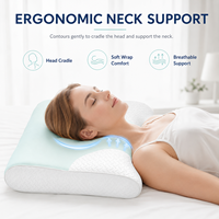 Oreiller ergonomique double couche pour le soutien du cou avec noyau en tube PE, housse respirante, design profilé pour dormeurs sur le côté et sur le dos OEM ODM