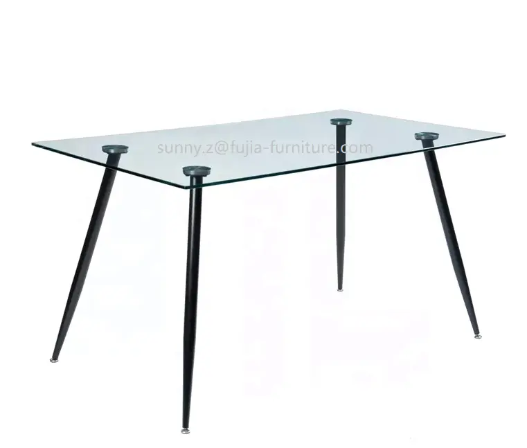 Yemek masası s mobilya tr cam yemek masası dikdörtgen minimalist metal bacak masa