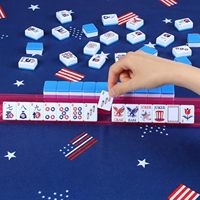 Ensemble de Mahjong Commémoratif du 250e Anniversaire du Patriotisme Américain, Design Drapeau Américain et Aigle du 4 Juillet, Idéal pour les Fêtes