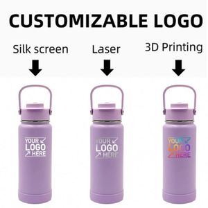 Custom Logo 1L Stainless Steel Insulated Vacuum <b>Flask</b> 32oz Powder Coated Sports Camping Water <b>Bottles</b> 2-in-1 Straw and Spout Lid - Product Image 6
