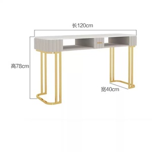 Juego de mesa y taburete de lujo para salón de uñas, de mármol de alta gama, personalizado de fábrica, para dos personas - Product Image 5