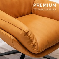Fauteuil pivotant de luxe italien moderne en similicuir avec rembourrage en duvet pour salon et balcon