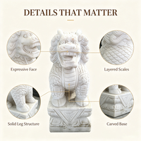 Figurine de Qilin en marbre blanc résistant aux intempéries, sculpture artisanale en pierre, ornement architectural en pierre pour place commerciale