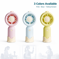 Ventilateur portable rechargeable Type-C avec contrôle de la vitesse du vent à 5 niveaux, lumière LED à pression prolongée et support pour téléphone, idéal pour les cadeaux étudiants