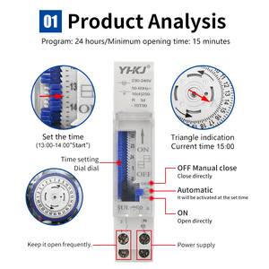 Interruptor de tiempo de carril DIN SUL180, interruptor de temporizador mecánico, interruptor de tiempo de Control de temporizador programable de <span class=keywords><strong>24</strong></span> <span class=keywords><strong>horas</strong></span>, 220VAC 16A - Product Image 2