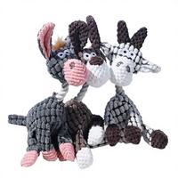 Jouet pour chien en peluche âne mignon, jouet à mâcher couineur en corde, jouet interactif en forme d'animal en peluche avec corde en maïs pour petits et moyens chiens, 3 couleurs